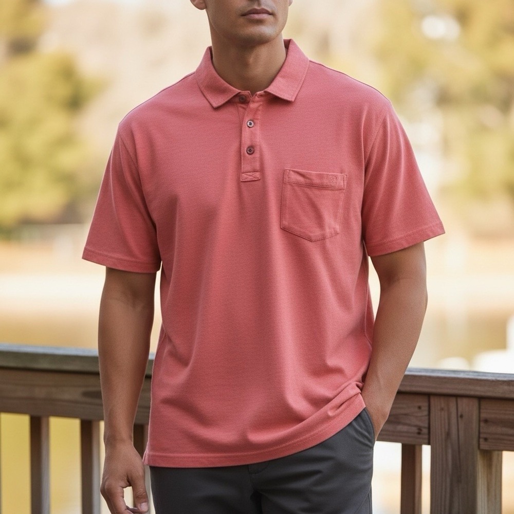 Tori Richard Honolulu Hawaii Logo Pique Polo Shirt Men's Size Large Dusty Orange